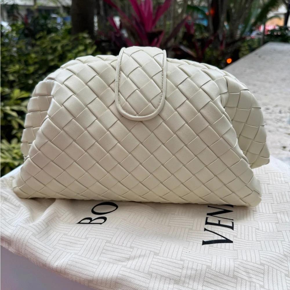 Bottega Veneta pouch lauren 1980 Ivory Cream Woven Wristlet - Picture 3 of 8